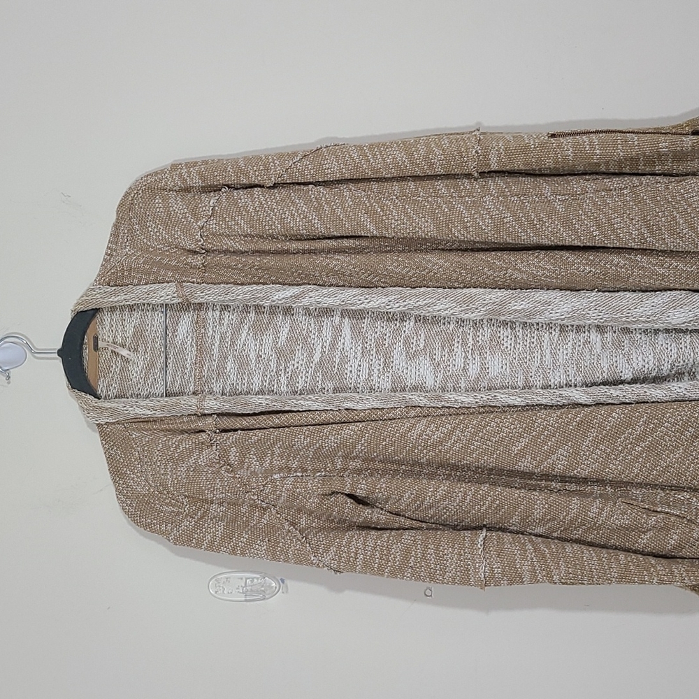 Free People In The Loop Waterfall Cardigan Oversize tweed Knit Beaige Size S - Picture 2 of 10